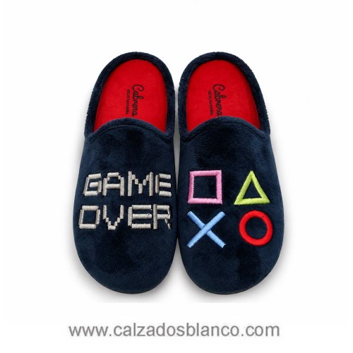 Zapatilla de Casa Cabrera 3684 GAME OVER Marino (211-0151)