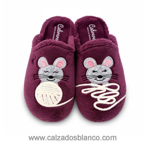 Zapatilla de Casa Cabrera 4552 RATÓN Ciruela (111-0243)