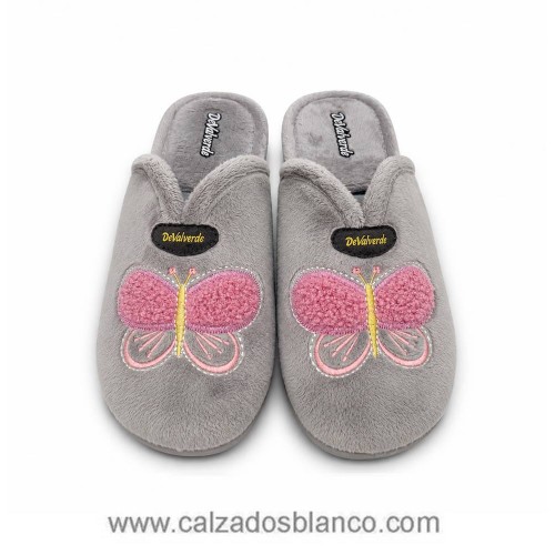 Zapatilla de Casa D'Valverde 1201 MARIPOSA Gris (111-0249)