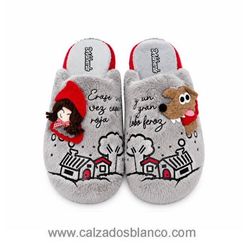 Zapatilla de Casa D'Valverde 6070 CAPERUCITA Gris (111-0250)