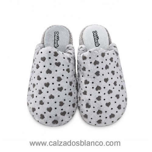 Zapatilla de Casa DeValverde 6071 CORAZONES Gris (111-0252)